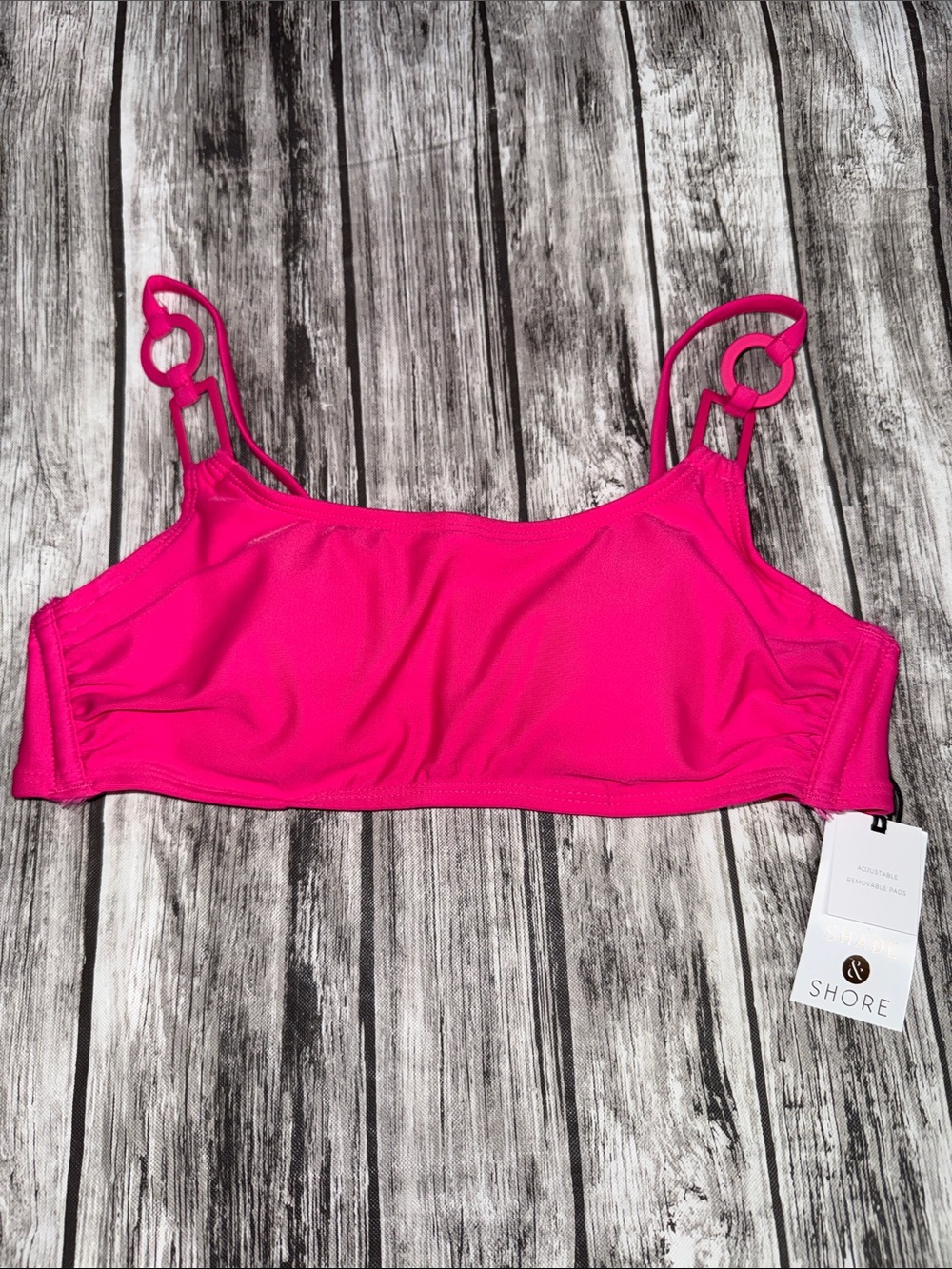 Shade & Shore Women's Hot Pink Swim Top with Ring-Strap Detail
